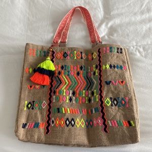 Ramy Brook Embroidered Beach Bag Tote